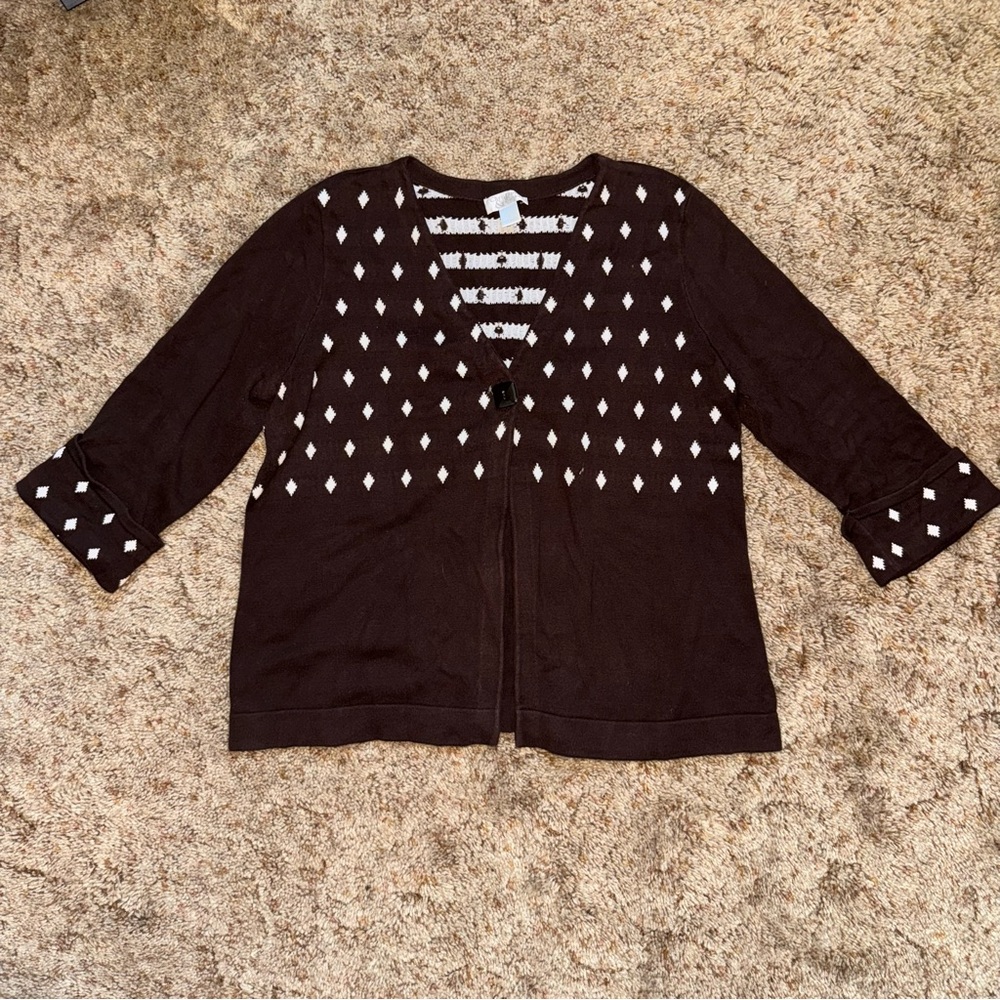 Dark Brown Knit Cardigan Sweater Y2K